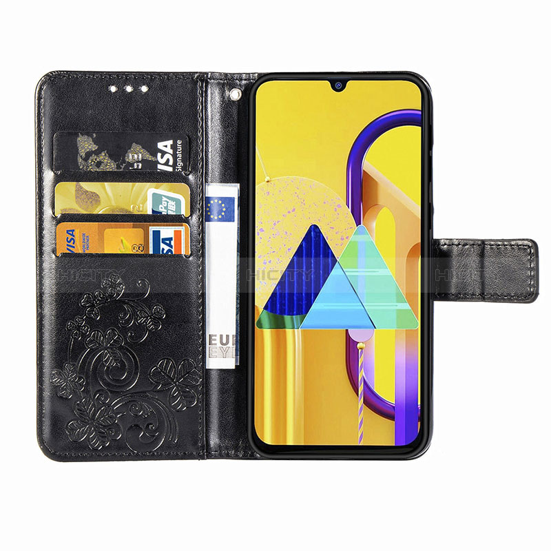 Handytasche Stand Schutzhülle Flip Leder Hülle Blumen für Samsung Galaxy M30s groß