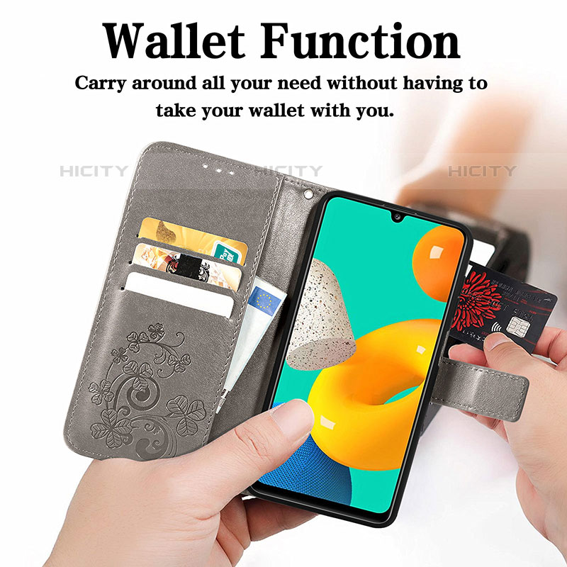 Handytasche Stand Schutzhülle Flip Leder Hülle Blumen für Samsung Galaxy M32 4G