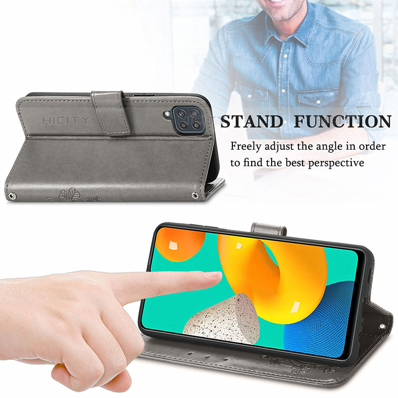 Handytasche Stand Schutzhülle Flip Leder Hülle Blumen für Samsung Galaxy M32 4G