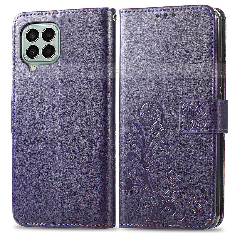 Handytasche Stand Schutzhülle Flip Leder Hülle Blumen für Samsung Galaxy M33 5G Violett