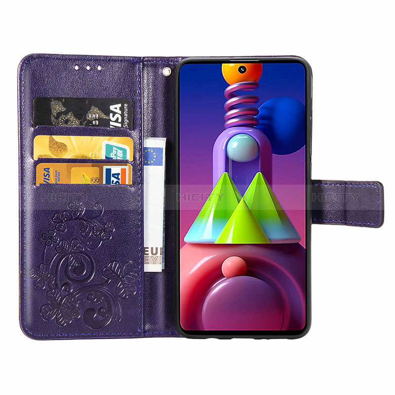 Handytasche Stand Schutzhülle Flip Leder Hülle Blumen für Samsung Galaxy M51 groß