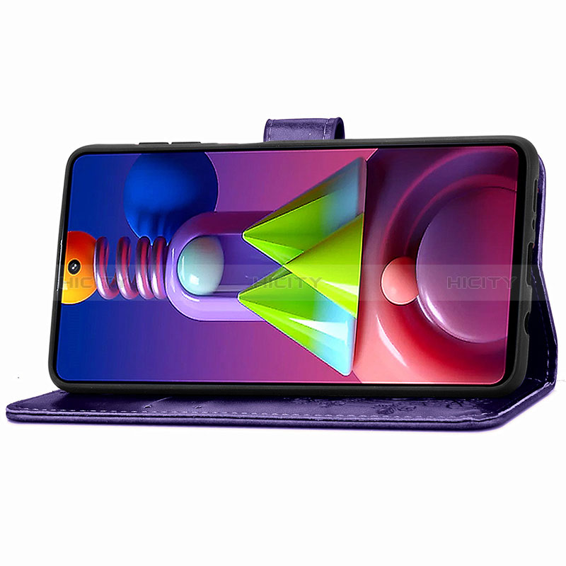 Handytasche Stand Schutzhülle Flip Leder Hülle Blumen für Samsung Galaxy M51 groß