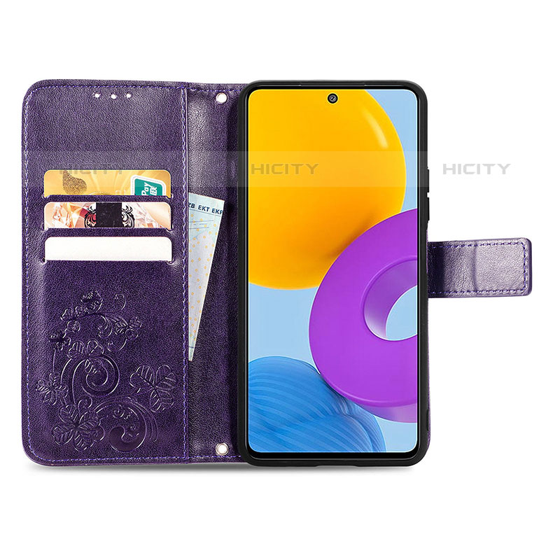 Handytasche Stand Schutzhülle Flip Leder Hülle Blumen für Samsung Galaxy M52 5G