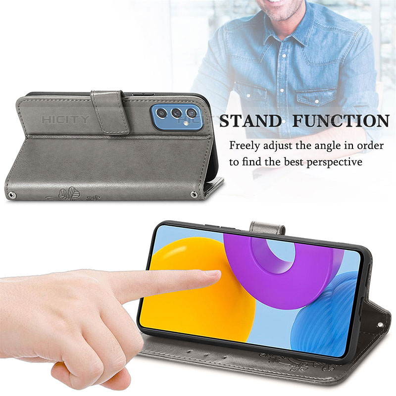 Handytasche Stand Schutzhülle Flip Leder Hülle Blumen für Samsung Galaxy M52 5G