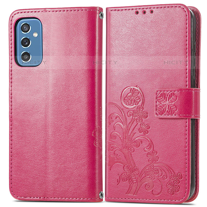 Handytasche Stand Schutzhülle Flip Leder Hülle Blumen für Samsung Galaxy M52 5G Rot