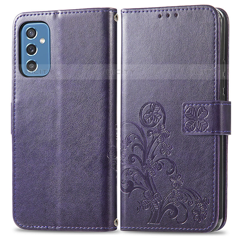 Handytasche Stand Schutzhülle Flip Leder Hülle Blumen für Samsung Galaxy M52 5G Violett