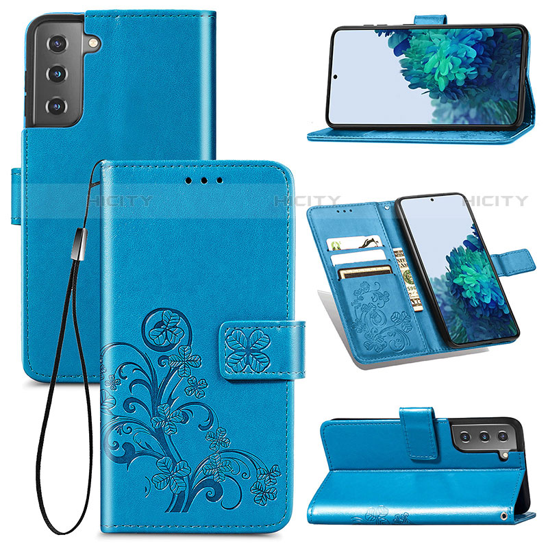 Handytasche Stand Schutzhülle Flip Leder Hülle Blumen für Samsung Galaxy S21 Plus 5G