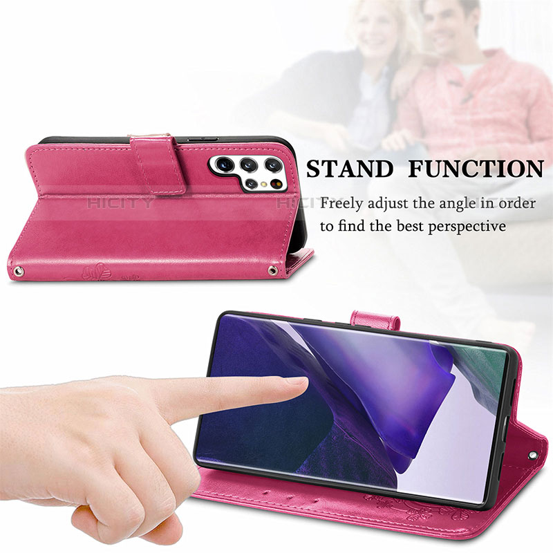 Handytasche Stand Schutzhülle Flip Leder Hülle Blumen für Samsung Galaxy S22 Ultra 5G