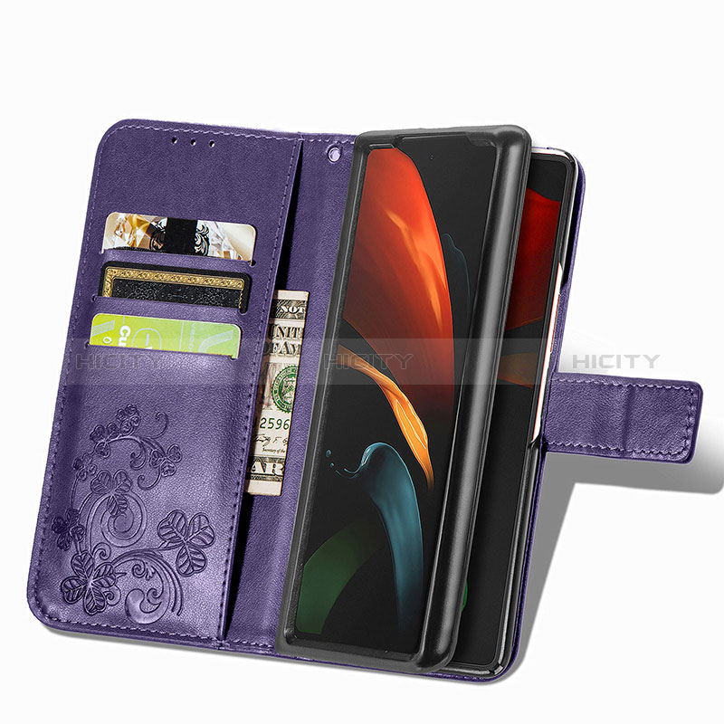 Handytasche Stand Schutzhülle Flip Leder Hülle Blumen für Samsung Galaxy Z Fold3 5G