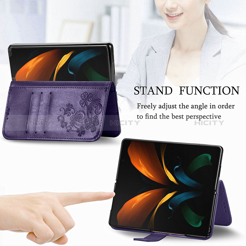 Handytasche Stand Schutzhülle Flip Leder Hülle Blumen für Samsung Galaxy Z Fold3 5G