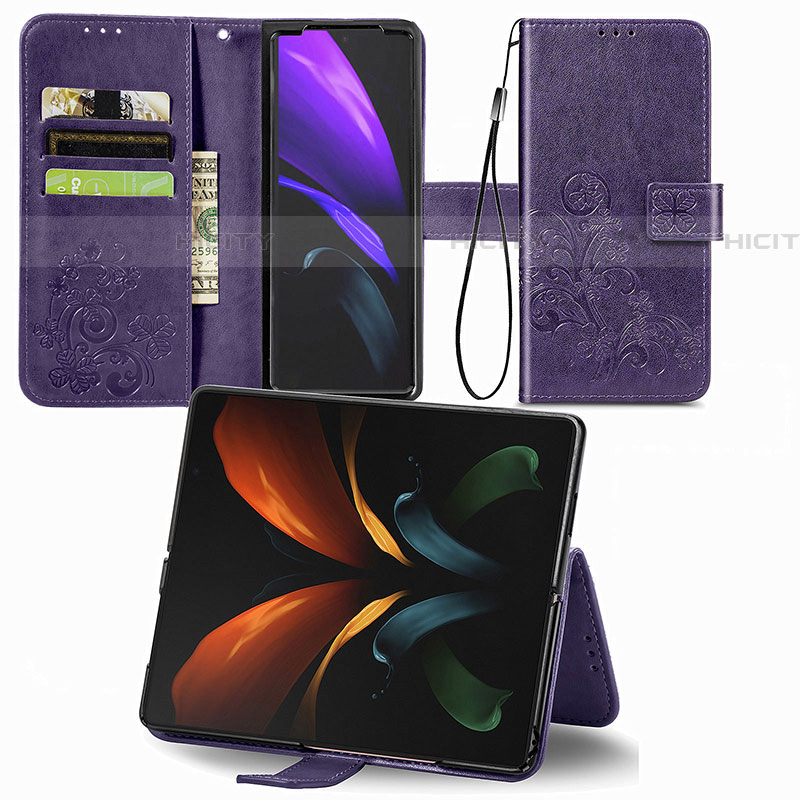 Handytasche Stand Schutzhülle Flip Leder Hülle Blumen für Samsung Galaxy Z Fold4 5G