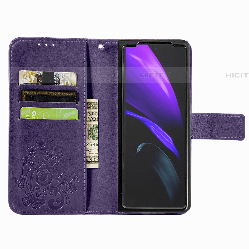 Handytasche Stand Schutzhülle Flip Leder Hülle Blumen für Samsung Galaxy Z Fold4 5G