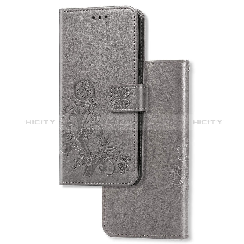 Handytasche Stand Schutzhülle Flip Leder Hülle Blumen für Sony Xperia 1 Grau Plus