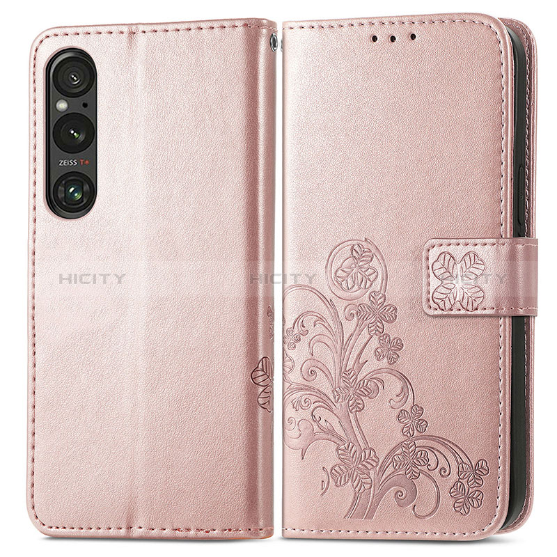 Handytasche Stand Schutzhülle Flip Leder Hülle Blumen für Sony Xperia 1 V