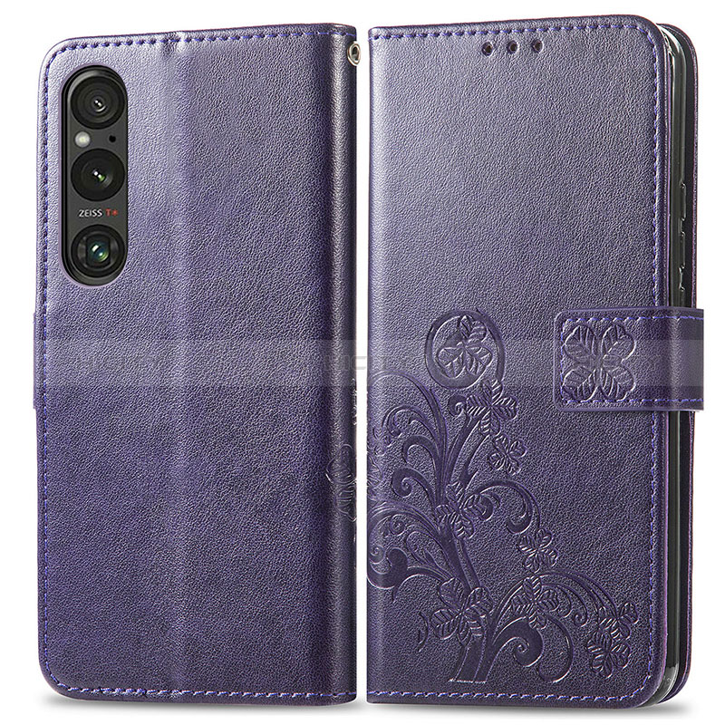 Handytasche Stand Schutzhülle Flip Leder Hülle Blumen für Sony Xperia 1 V