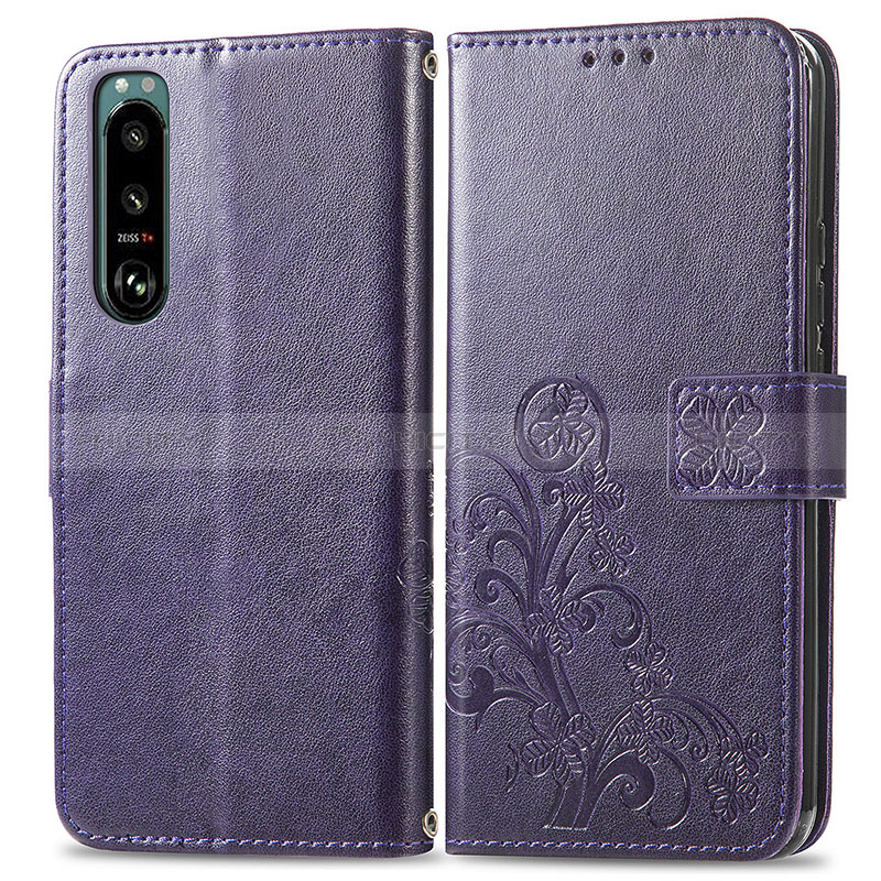 Handytasche Stand Schutzhülle Flip Leder Hülle Blumen für Sony Xperia 5 III SO-53B