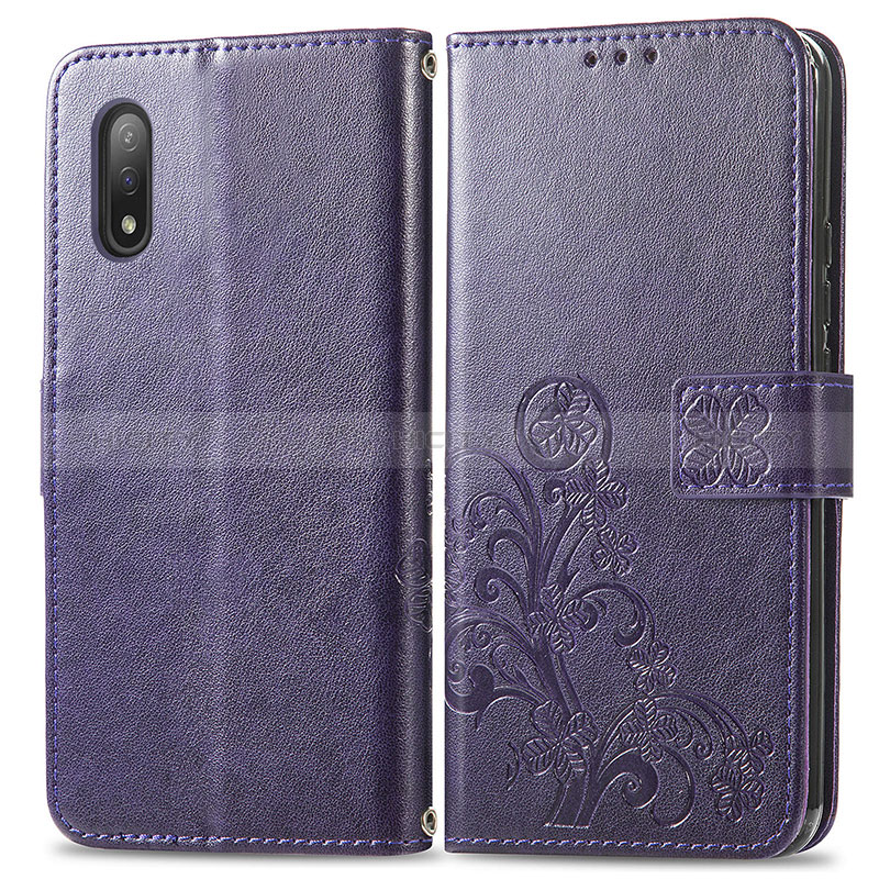 Handytasche Stand Schutzhülle Flip Leder Hülle Blumen für Sony Xperia Ace II groß