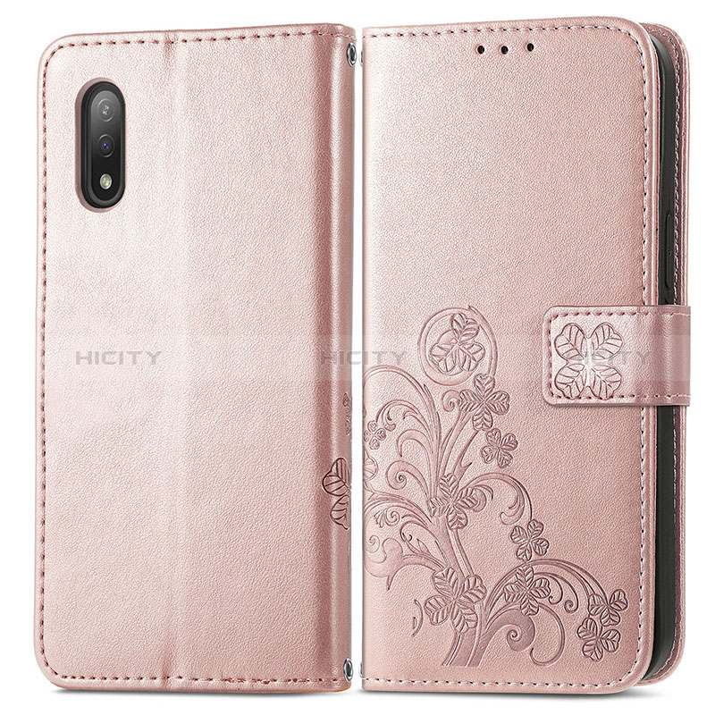 Handytasche Stand Schutzhülle Flip Leder Hülle Blumen für Sony Xperia Ace II Rosa