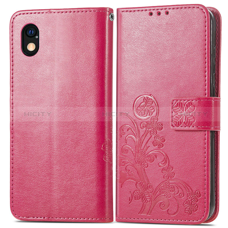 Handytasche Stand Schutzhülle Flip Leder Hülle Blumen für Sony Xperia Ace III SO-53C Rot Plus