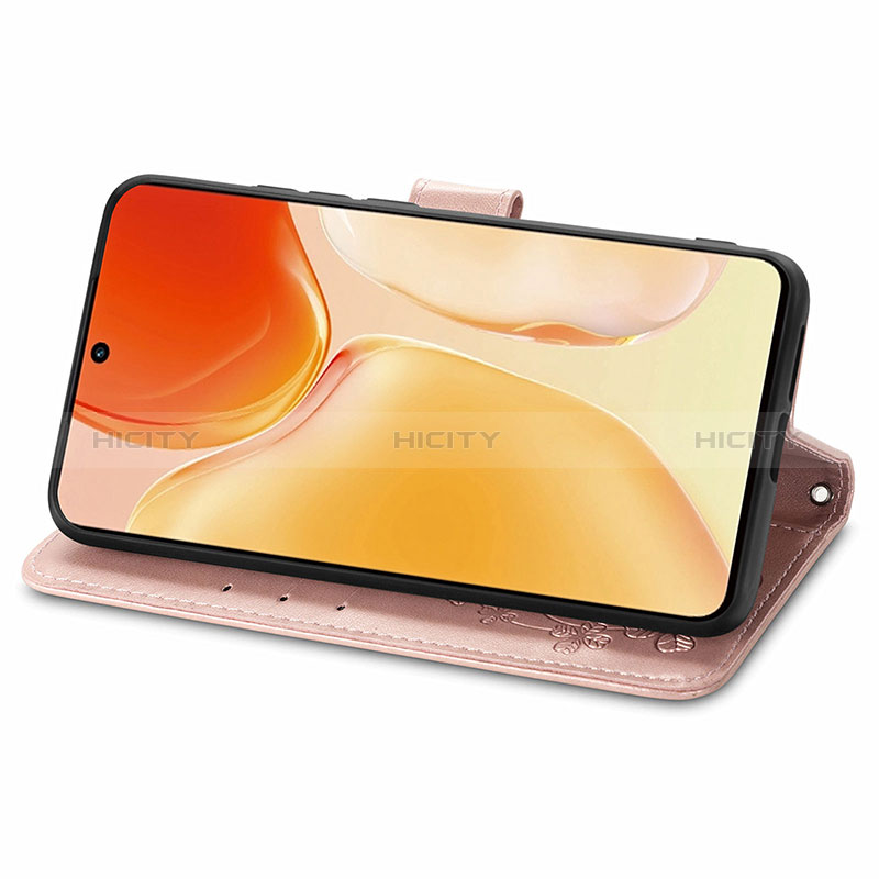 Handytasche Stand Schutzhülle Flip Leder Hülle Blumen für Vivo X70 Pro 5G groß