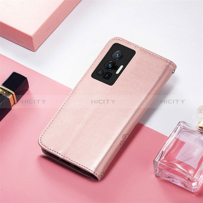 Handytasche Stand Schutzhülle Flip Leder Hülle Blumen für Vivo X70 Pro 5G groß