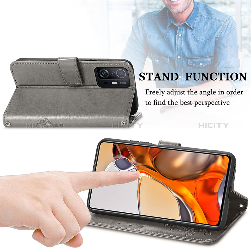 Handytasche Stand Schutzhülle Flip Leder Hülle Blumen für Xiaomi Mi 11T Pro 5G