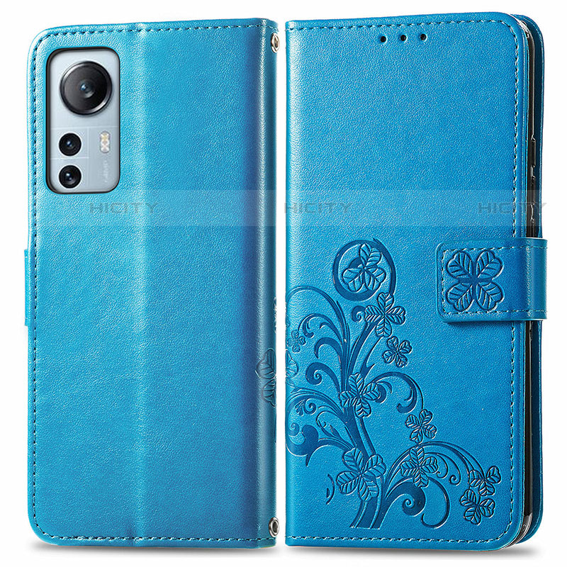 Handytasche Stand Schutzhülle Flip Leder Hülle Blumen für Xiaomi Mi 12S 5G Blau