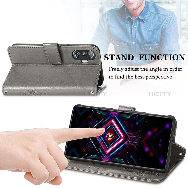 Handytasche Stand Schutzhülle Flip Leder Hülle Blumen für Xiaomi Poco F3 GT 5G