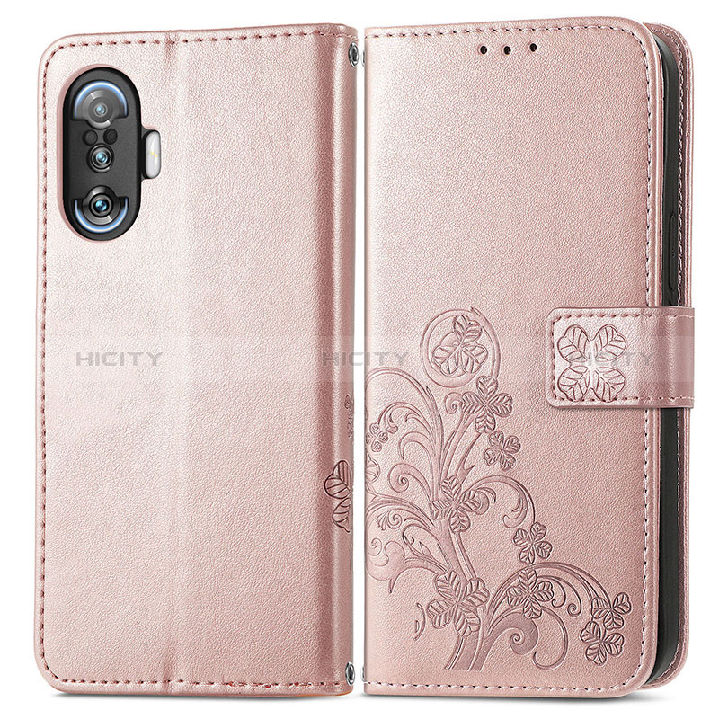 Handytasche Stand Schutzhülle Flip Leder Hülle Blumen für Xiaomi Poco F3 GT 5G Rosa Plus