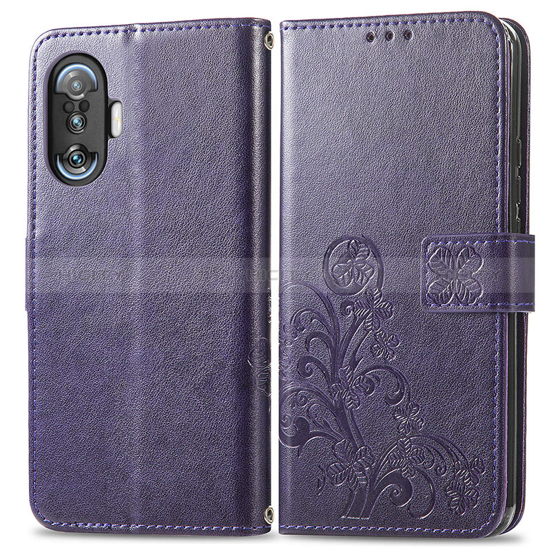 Handytasche Stand Schutzhülle Flip Leder Hülle Blumen für Xiaomi Poco F3 GT 5G Violett