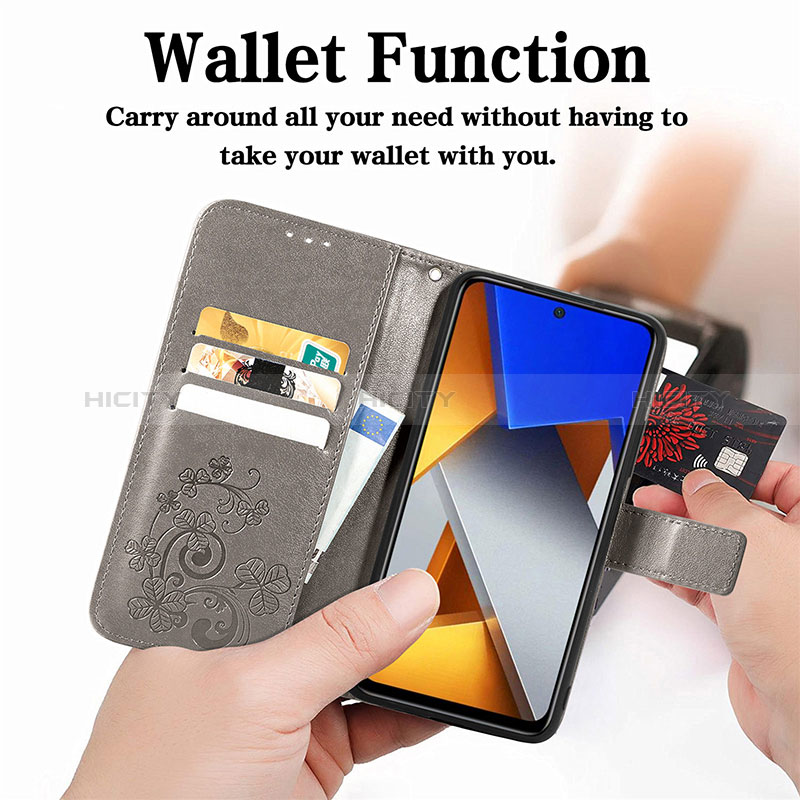 Handytasche Stand Schutzhülle Flip Leder Hülle Blumen für Xiaomi Poco M4 Pro 4G