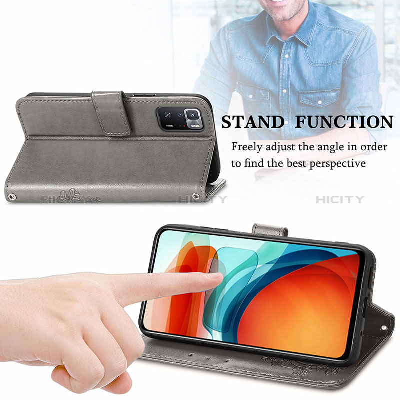 Handytasche Stand Schutzhülle Flip Leder Hülle Blumen für Xiaomi Poco X3 GT 5G