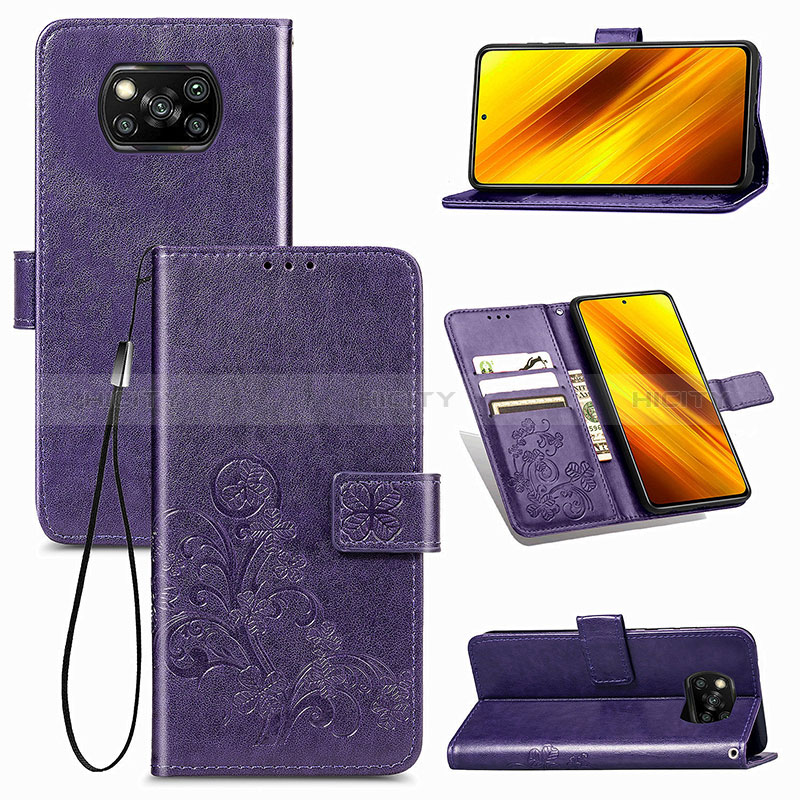 Handytasche Stand Schutzhülle Flip Leder Hülle Blumen für Xiaomi Poco X3 Pro groß