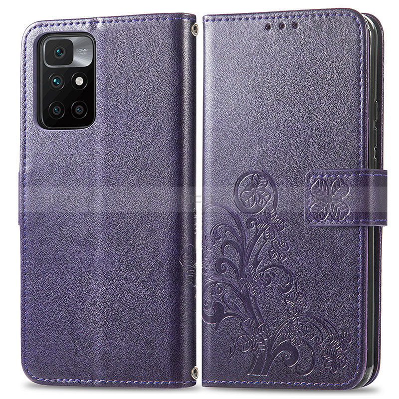 Handytasche Stand Schutzhülle Flip Leder Hülle Blumen für Xiaomi Redmi 10 4G Violett Plus