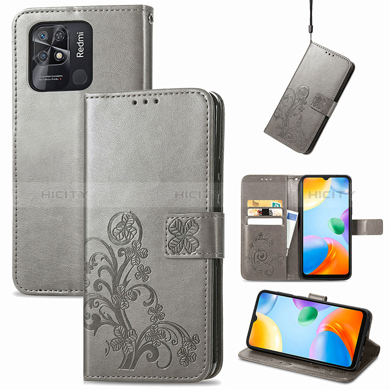 Handytasche Stand Schutzhülle Flip Leder Hülle Blumen für Xiaomi Redmi 10C 4G groß