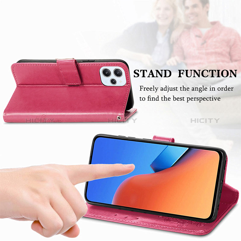 Handytasche Stand Schutzhülle Flip Leder Hülle Blumen für Xiaomi Redmi 12 4G groß