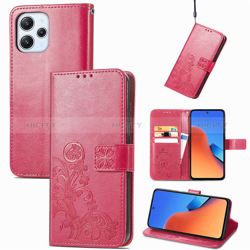 Handytasche Stand Schutzhülle Flip Leder Hülle Blumen für Xiaomi Redmi 12 4G groß