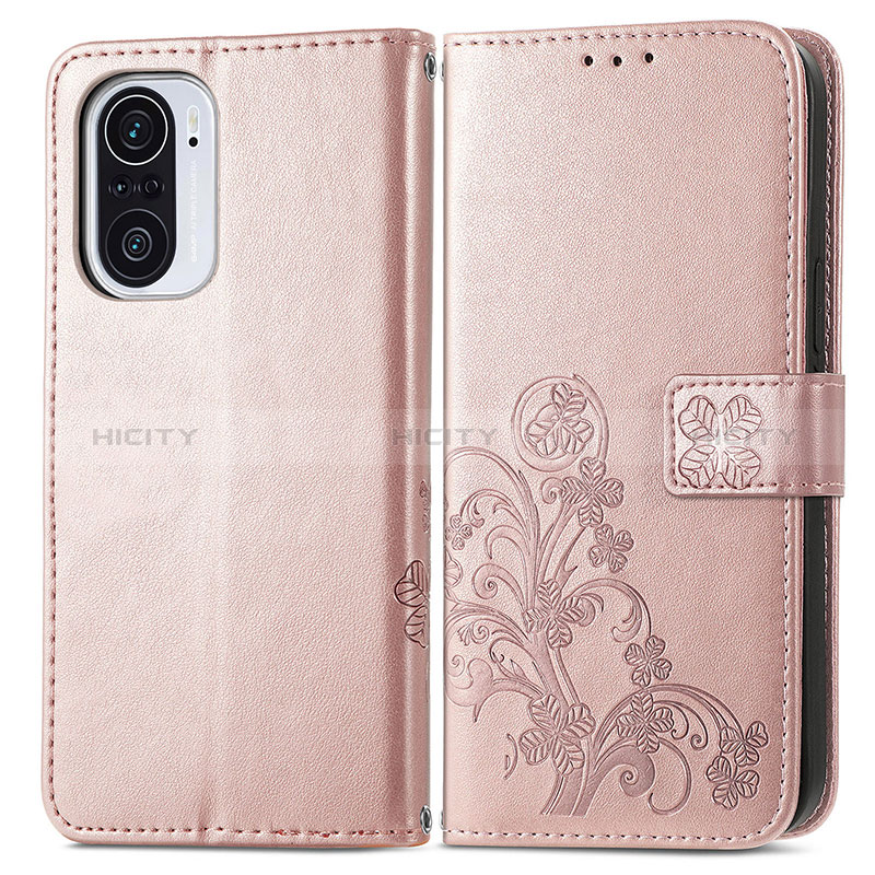 Handytasche Stand Schutzhülle Flip Leder Hülle Blumen für Xiaomi Redmi K40 Pro 5G Rosa