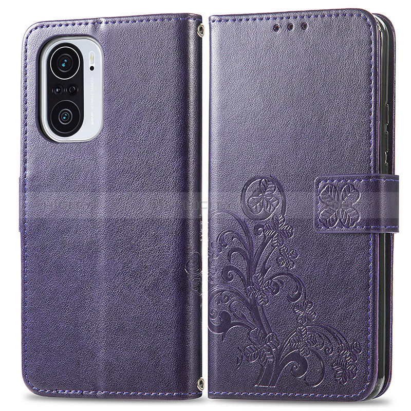 Handytasche Stand Schutzhülle Flip Leder Hülle Blumen für Xiaomi Redmi K40 Pro 5G Violett