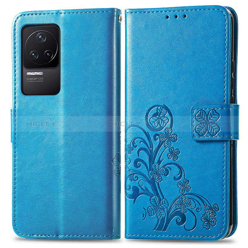 Handytasche Stand Schutzhülle Flip Leder Hülle Blumen für Xiaomi Redmi K50 5G Blau