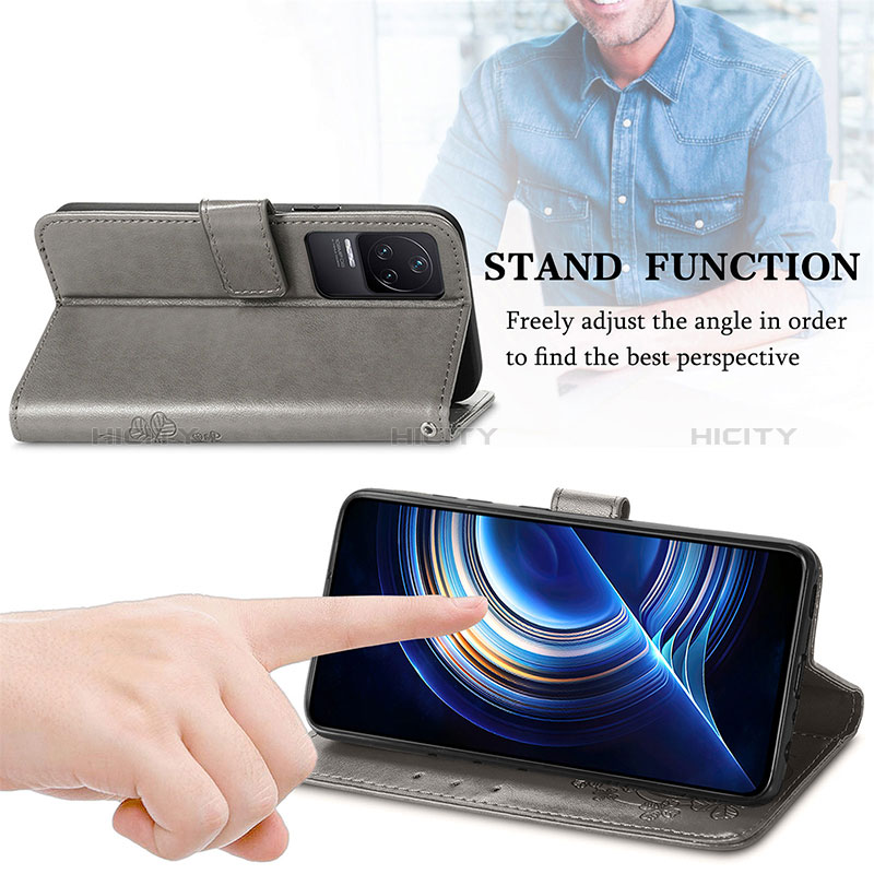 Handytasche Stand Schutzhülle Flip Leder Hülle Blumen für Xiaomi Redmi K50 Pro 5G