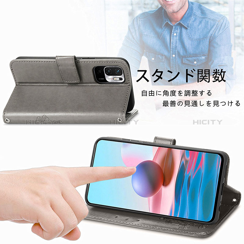 Handytasche Stand Schutzhülle Flip Leder Hülle Blumen für Xiaomi Redmi Note 10 JE 5G