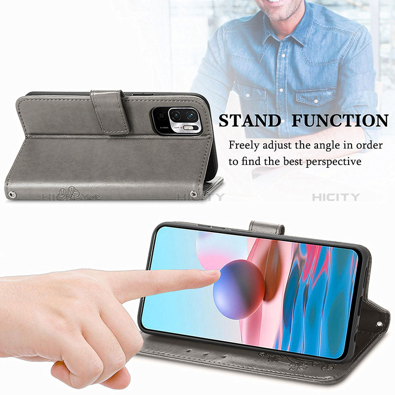 Handytasche Stand Schutzhülle Flip Leder Hülle Blumen für Xiaomi Redmi Note 10T 5G groß