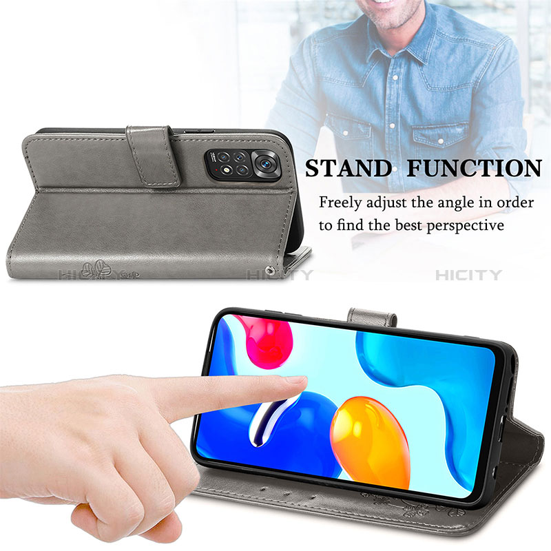 Handytasche Stand Schutzhülle Flip Leder Hülle Blumen für Xiaomi Redmi Note 11 4G (2022) groß