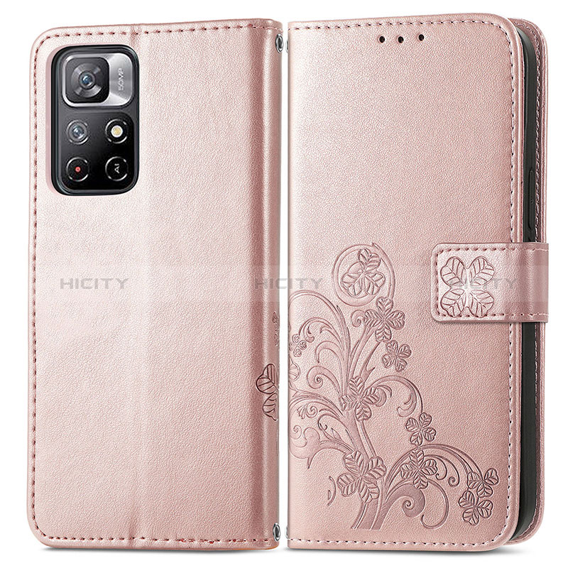 Handytasche Stand Schutzhülle Flip Leder Hülle Blumen für Xiaomi Redmi Note 11 5G Rosa