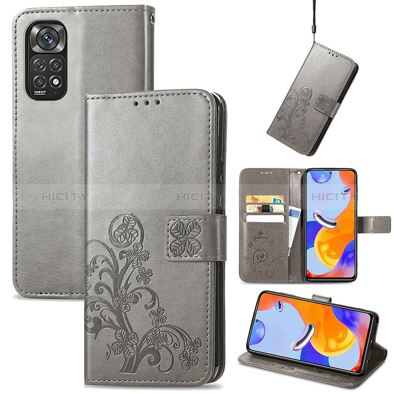 Handytasche Stand Schutzhülle Flip Leder Hülle Blumen für Xiaomi Redmi Note 11 Pro 4G