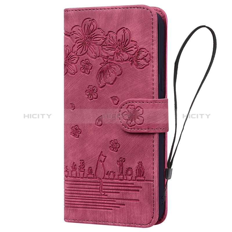 Handytasche Stand Schutzhülle Flip Leder Hülle Blumen HF1 für Huawei Honor 90 Lite 5G Rot