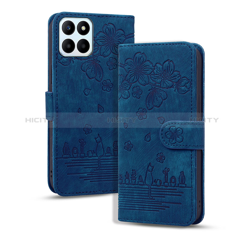 Handytasche Stand Schutzhülle Flip Leder Hülle Blumen HF1 für Huawei Honor X6a