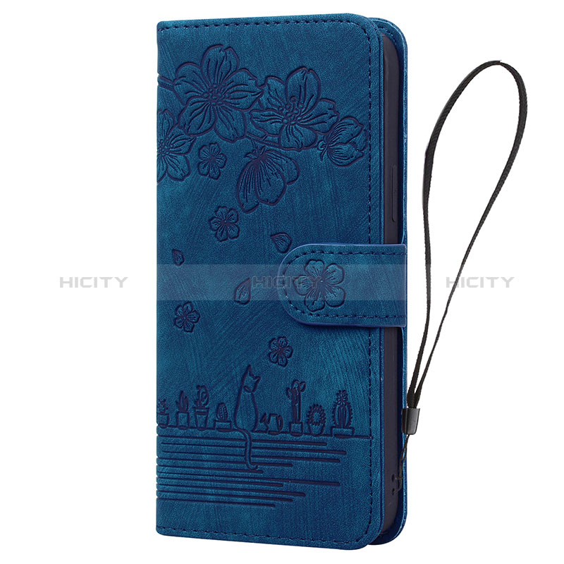 Handytasche Stand Schutzhülle Flip Leder Hülle Blumen HF1 für Huawei Honor X7a groß