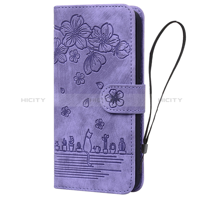 Handytasche Stand Schutzhülle Flip Leder Hülle Blumen HF1 für Huawei Honor X7a Violett